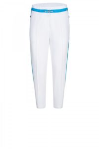Weiße Hose mit blauen Details und eleganter Bundfalte um € 229,–