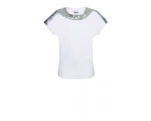 Weißes Shirt mit Akzenten in Silber um € 159,90